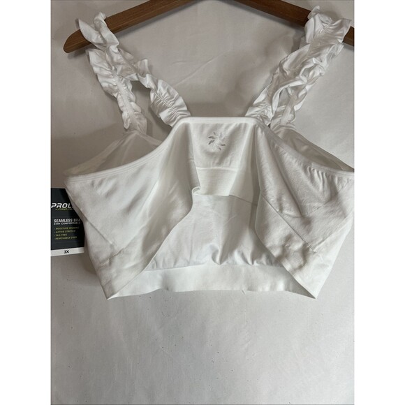 Proline by pro player white ruffle straps seamless bra size 3X - Picture 4 of 11